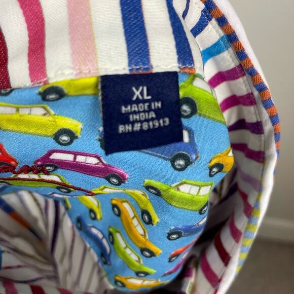 Robert Graham White Multi Color Stripe long Sleeve Shirt Flip Cuff XL - Picture 6 of 8